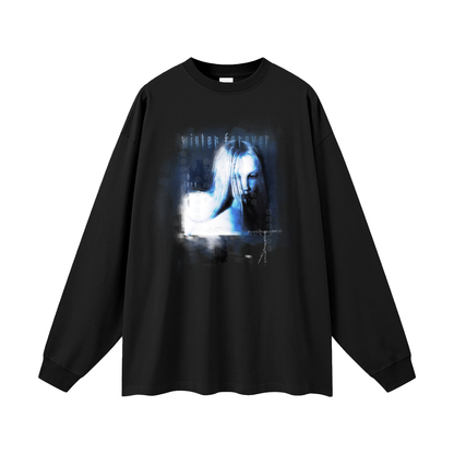 Blue Winter Oversized Long Sleeve Tee