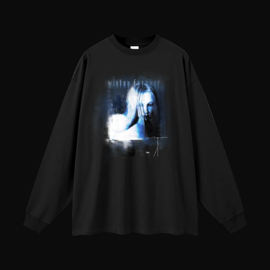 Blue Winter Oversized Long Sleeve Tee