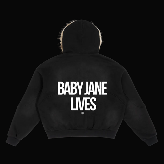 Baby Jane Lives Zip Up - Detachable Faux  Fur Hoodie
